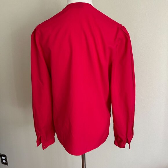Vintage Red Long-Sleeve Button Shoulder Blouse - Picture 3 of 9
